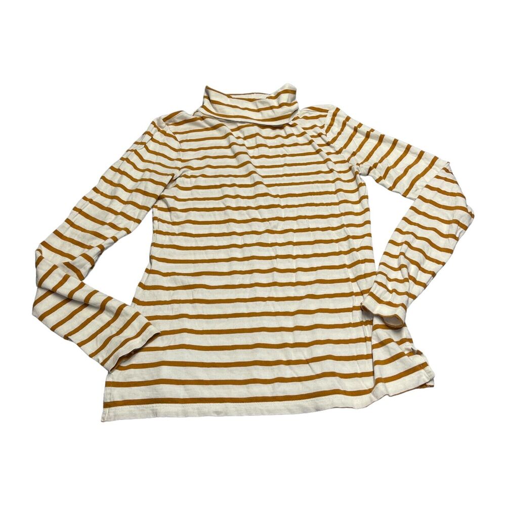 Old Navy Sweater Girls XS Beige Brown Striped Turtleneck Long Sleeve Pullover